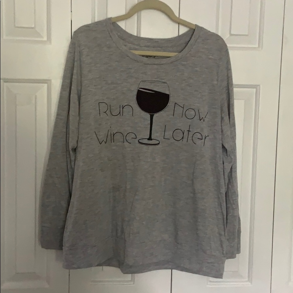 Large gray long sleeve top